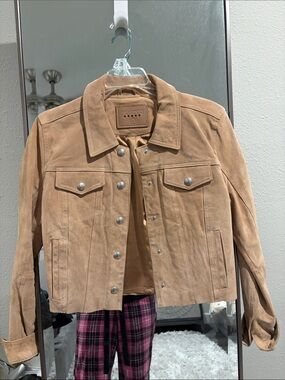 Blank NYC Beige Suede Cropped Jean Jacket